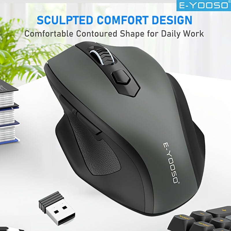 E-YOOSO 1pc 2.4G Wireless Mouse with Micro (Nano) Receiver Mouse Supports Power Saving Mode And Low Battery Reminder Function, Standby And Sleep Function, Plug And Play for Laptop, Desktop Computer, Office Mouse, Gaming Mouse, Ergonomic Mouse (Without Ba