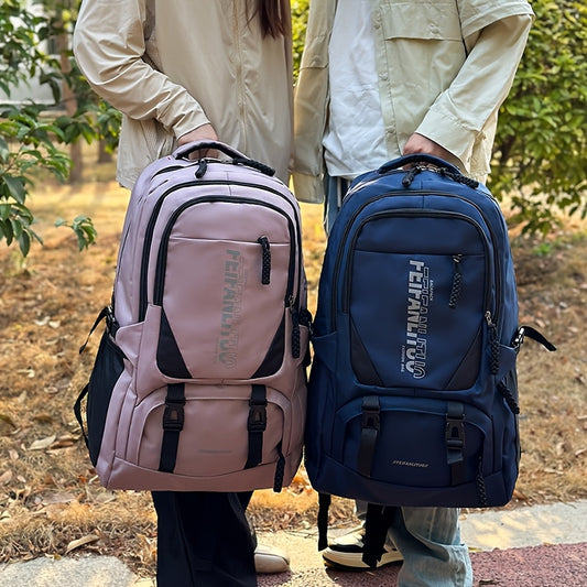 Stylish Large Capacity Backpack, Multifunctional Hiking Backpack, Color-Block Fashionable Travel Bag, Ergonomically Designed with Comfortable Breathability, Multiple Pockets and Compartments, Includes Independent Shoe Compartment, Durable for Camping and