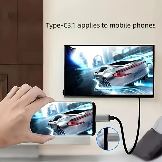 182.88cm USB C to HDTV Cable | 4K High-Speed USB 3.1 Type-C to HDTV Cord, Mobile Phone Screen Mirroring, Laptop and Tablet Projection Casting, USB Type C to HDTV Cable for Home Office