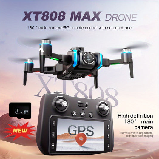 XT808 GPS Drone with FPV Screen, 1.2 Mile Long Range, Triple Auto Return Home, 720P HD Camera, GPS Mapping, APP/Remote Control, Brushless Motor Drone for Professional Racing, Aerial Photography, FPV Racing Quadcopter - Carry Case Included, Outdoor Advent