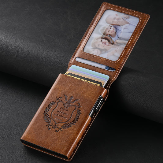 SUTENI Automatic Eject Flip Wallet - Brown Faux Leather with Card Holder, Oil Wax Pattern Design, Perfect Holiday Gift for Men, Relatives, Friends & Elders, Business Style, Automatic Eject Wallet | Elegant Wallet | Durable Wallet, Wallet