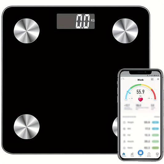 High Precision Digital Bathroom Weight Scale with Body Fat Percentage, BMI, Muscle Mass, Water Ratio & 26 Health Metrics, Tempered Glass, 180kg Capacity, Connecting to A Mobile App (Black)