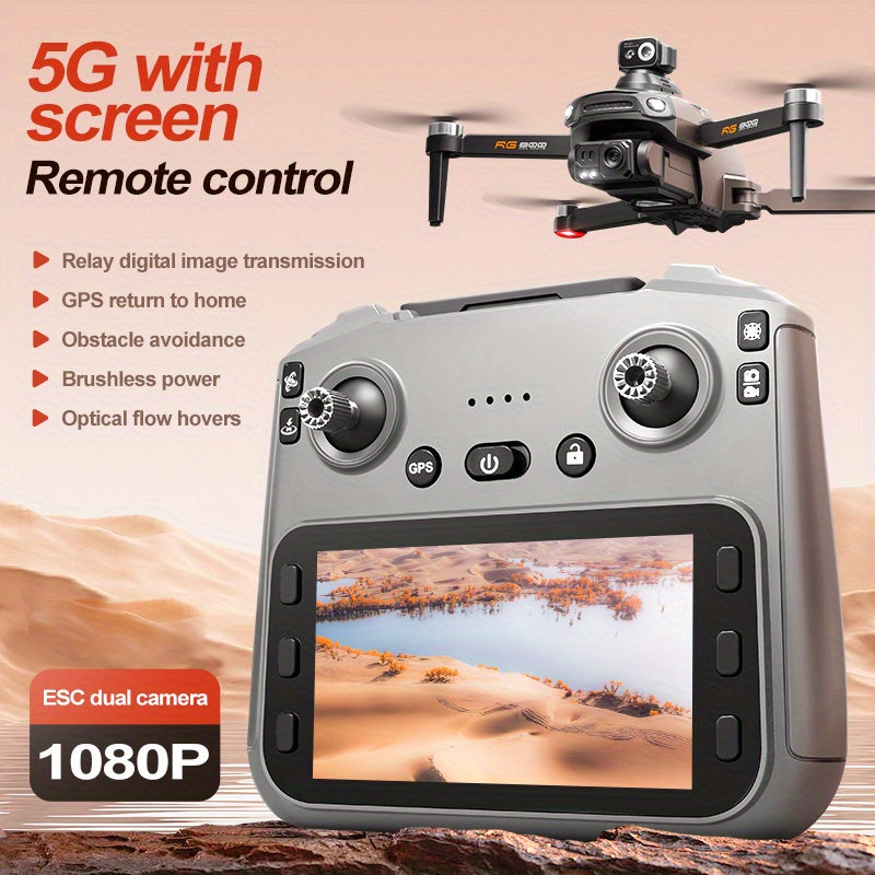 GPS Foldable Drone with 4K Dual Camera, 11.43cm HD Screen Remote, 40-50 Min Flight, Obstacle Avoidance, Brushless Motor & 5-Level Wind Resistance, Gesture Control, Smart Follow, Palm Control - Ideal Gift for Men, Birthdays, Camping, Hiking, Road Trips