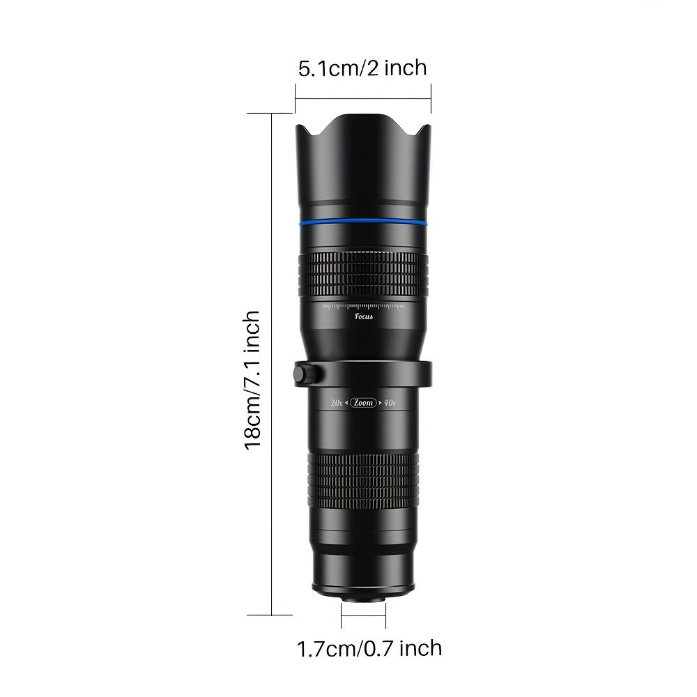 APEXEL 20-40X Zoom Phone Lens, Professional Telephoto Lens for Smartphone Photography, External Smartphone Camera Lens with Tripod, High Magnification Phone Lens, Universal Phone Clip Compatible with iPhone,, Huawei, Xiaomi, and Other Smartphones, for Co