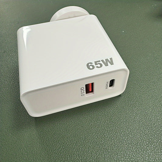 65W USB Type-C Fast Charger with AU Plug - 2-Port PD Wall Charging Adapter, Travel Power Supply for MacBook, Dell XPS, iPhone 13/12, iPad, Compatible with Multiple Devices - No Battery, 110V/220V Dual Voltage