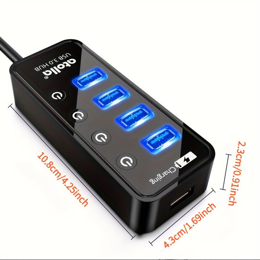 USB 3.0 Multiple 4 Ports USB Data Hub SuperSpeed 5Gbps Portable Data Transfer and 2.4A Fast Charge Port