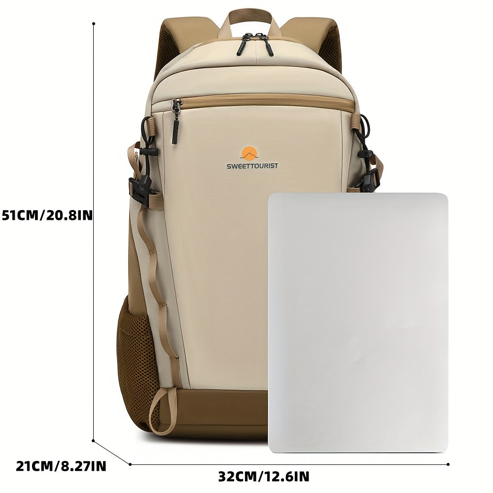 Student Backpack for and, Lightweight Hiking Travel Bag Outdoor Camping Rucksack in Grey Khaki Large Capacity, for Teenager