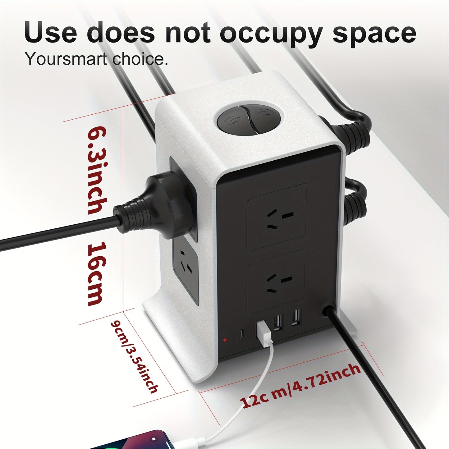 Multifunctional Outlet with 3 USB and 1 TYPE-C Ports, Surge-Proof, Overload Protection, 100-240V AC Outlet for Home and Office Use