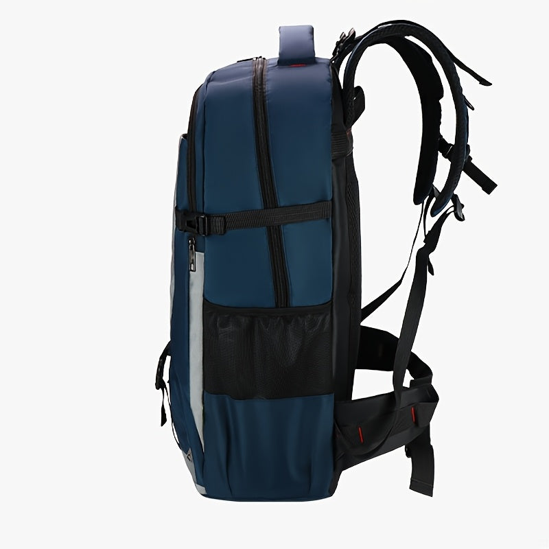 80L Men's Cycling Backpack - Large Capacity, Navy Blue & Gray, Nylon Sports Travel Bag with Laptop Sleeve, Shoe Compartment, Adjustable Straps, and Multiple Pockets for Outdoor Adventures, Adventure Gear|Organized Storage|Durable Nylon