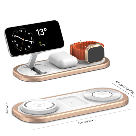 3-in-1 Wireless Charging Station for iPhone 16/15/14/13/12/Pro Max/Pro/Mini/Plus - Foldable Design with for airpods Holder, Qi Charging Pad, and USB Type-C Port - Ideal for iWatch 10/9/8/7/SE/6/5/4/3/2/1/Ultra2/Ultra, for AirPods Pro/2/3/4, for AirPods C