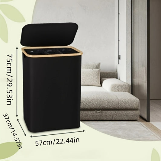 160L Laundry Basket with Three Independent Inner Bags, Large Capacity Hamper for Summer, Graduation Season Storage, Foldable Laundry Basket Suitable for Bedroom, Bathroom, Dormitory, and Laundry Room, Black and Gray Colors, Includes Removable Bags, Large