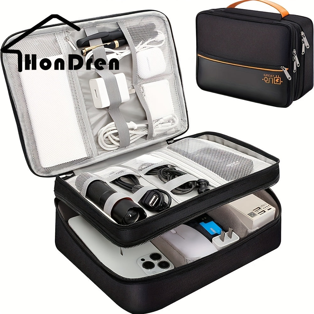 Double-Layer Digital Electronic Storage Bag, Portable Travel Digital Bag, Double Zipper Design, for iPad, Power Supply, Battery, Data Cable Storage, Business Travel Office Home Supplies