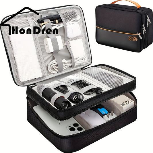 Double-Layer Digital Electronic Storage Bag, Portable Travel Digital Bag, Double Zipper Design, for iPad, Power Supply, Battery, Data Cable Storage, Business Travel Office Home Supplies