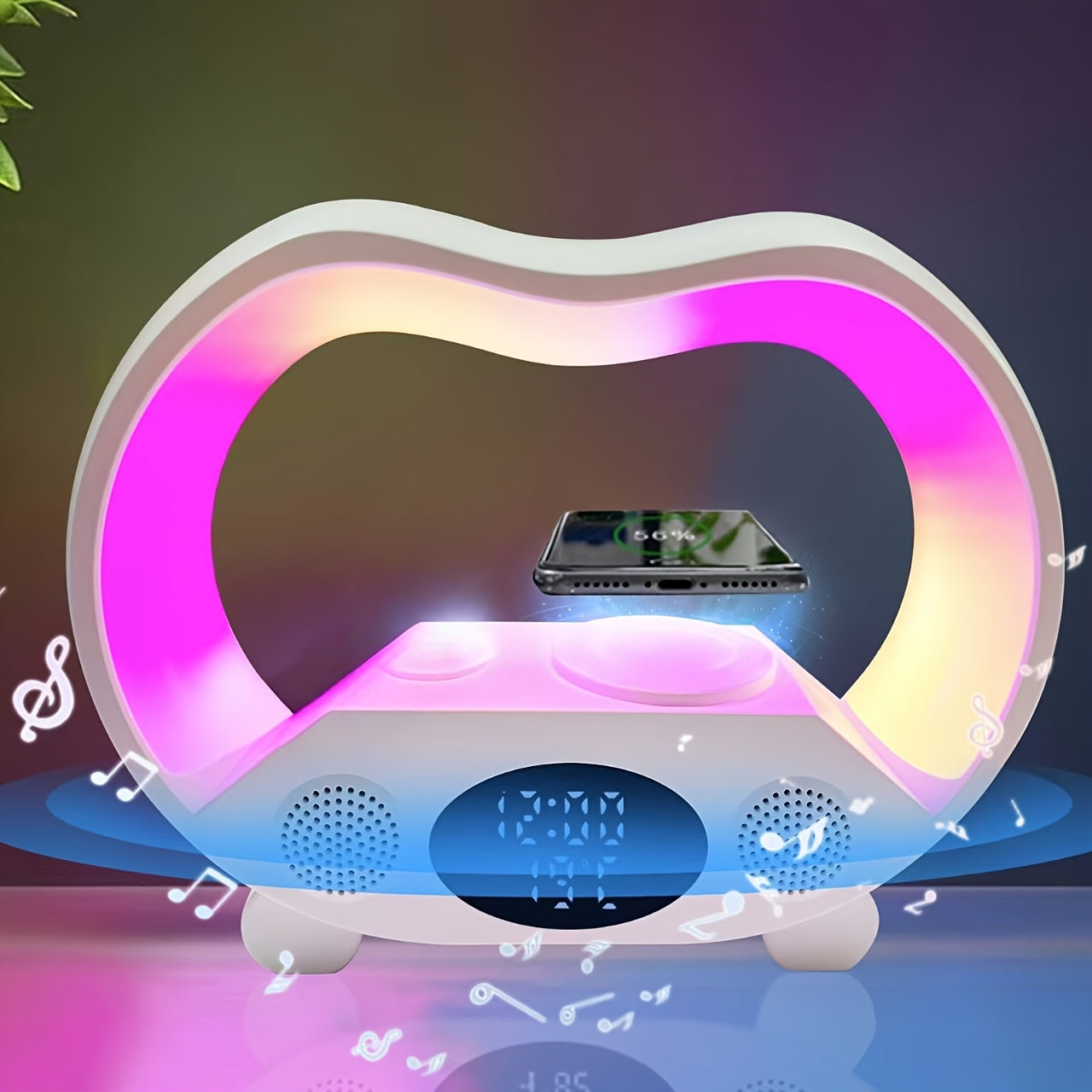 6 In 1 Wireless Charging Night Light, Wireless Speaker, 15W Wireless Charging Atmosphere Light, Home, Bedroom, Gift