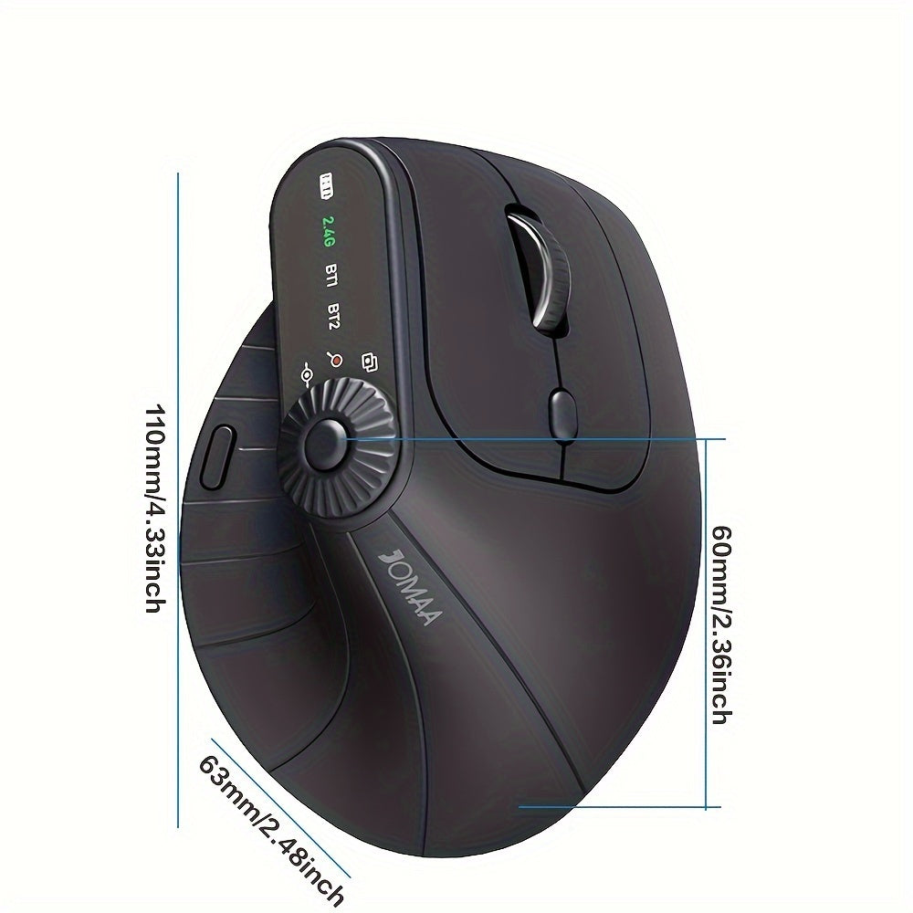 Ergonomic Mice Wireless Mouse with Function Adjustment Knob Vertical Gaming Mouse 2.4G Dual Mode Rechargeable Mouse for PC Laptop Tablet
