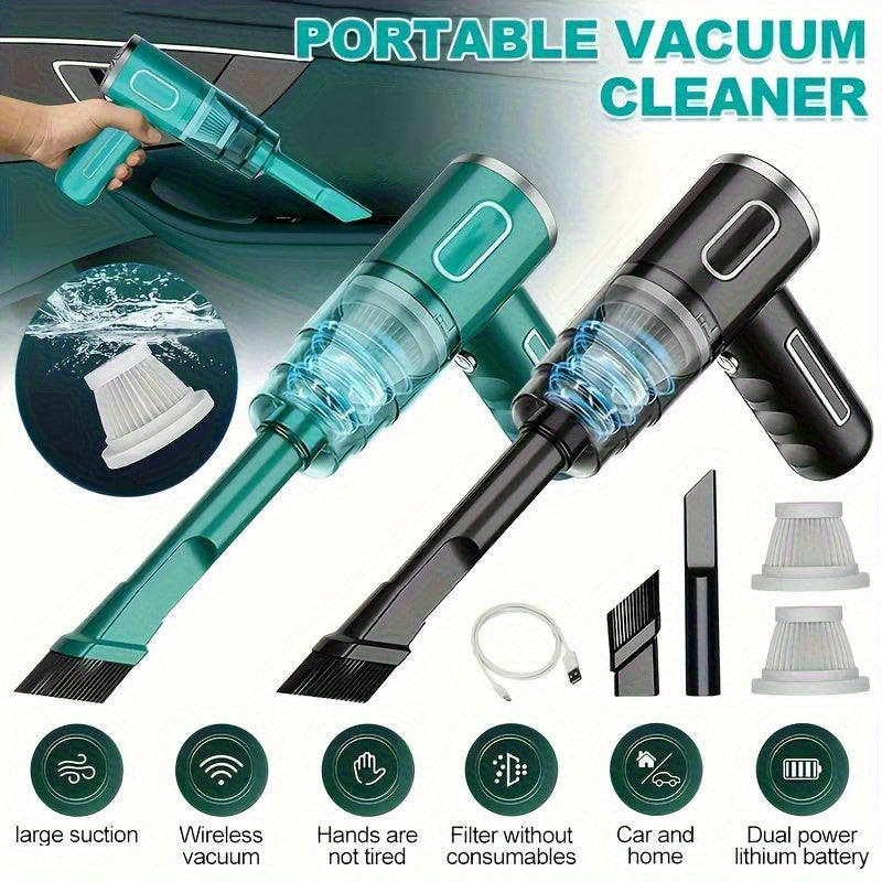 Upgraded Cordless Handheld Vacuum - Enhanced Cyclone Suction, Wireless and Rechargeable with Powerful Power - Portable for Easy Cleaning of Cars, Office, and Home - Durable Battery Ideal for Quick Cleanup