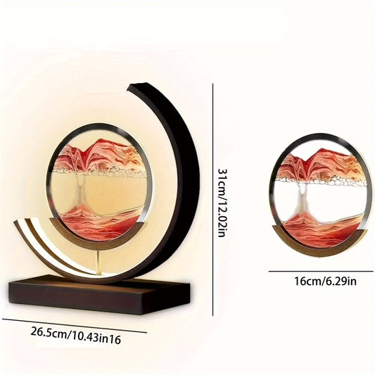 Modern Geometric Sand Art Desk Lamp - Adjustable Brightness, USB Powered, No Battery Needed, Ideal for Bedroom & Office Decor, Bedroom Decor | Artistic Desk Lamp | Metallic Finish, Desk Lamp