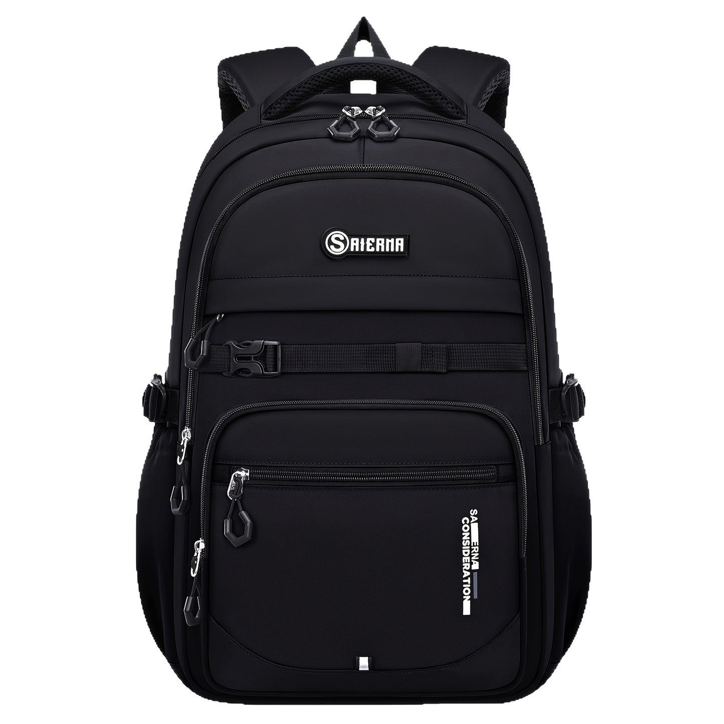 Men'S Nylon Casual Backpack - Large Capacity with Zipper Closure, Multiple Compartments & Pockets, Durable Unisex School, Travel, Commute Bag for High School, Middle School, Business, Daily Use, School Bag, Modern Backpack, Versatile Backpack