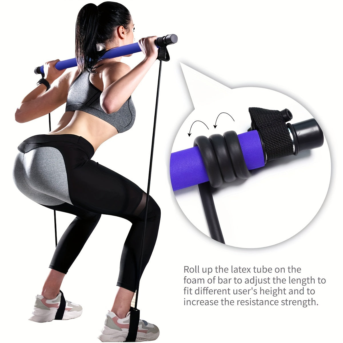 Portable Pilates Bar Kit With Resistance Band