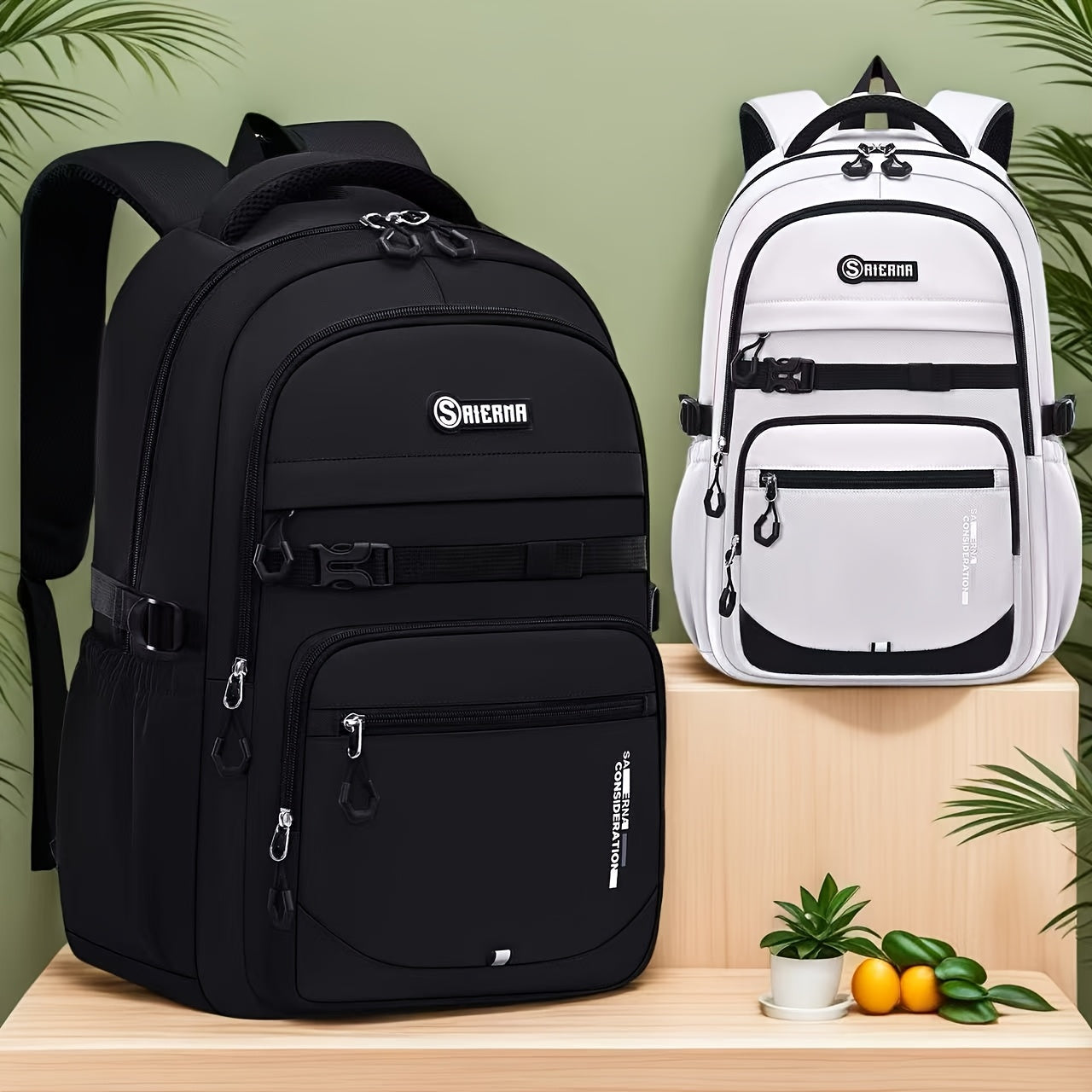 Men'S Nylon Casual Backpack - Large Capacity with Zipper Closure, Multiple Compartments & Pockets, Durable Unisex School, Travel, Commute Bag for High School, Middle School, Business, Daily Use, School Bag, Modern Backpack, Versatile Backpack