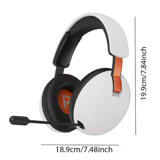 Wireless Gaming Headset with Noise-Canceling Mic, 2.4GHz, 50mm Driven, Retractable, Dual EQ Modes, Low Latency Wireless 5.3, Push Button Volume Control, Compatible with PS5, PS4, PC, Phone, Switch, Non-Waterproof Plastic, for Adults, Type-C Charging, 100