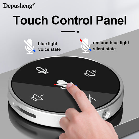 Depusheng Conference Speaker And Microphone, Compatible with PC Laptops, Easy to Use with Plug And Play, Features a Speakerphone with LED Indicator, Ideal for Online Calls And Video Recording, in Black Color.