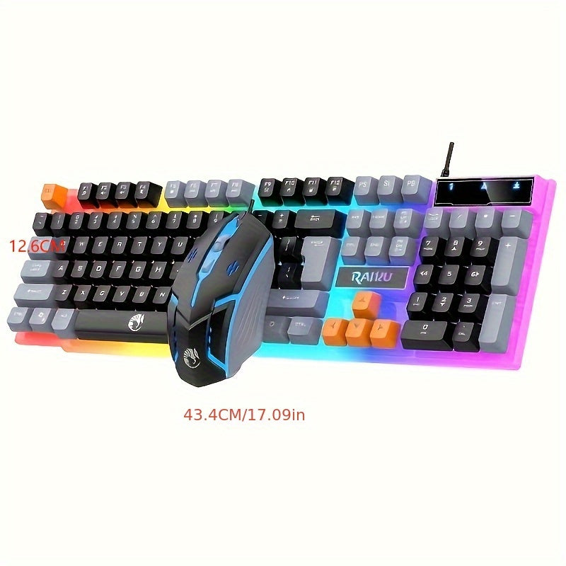 RAIKUT26 Three tone LED keyboard and mouse mechanical feel gaming mouse keyboard set