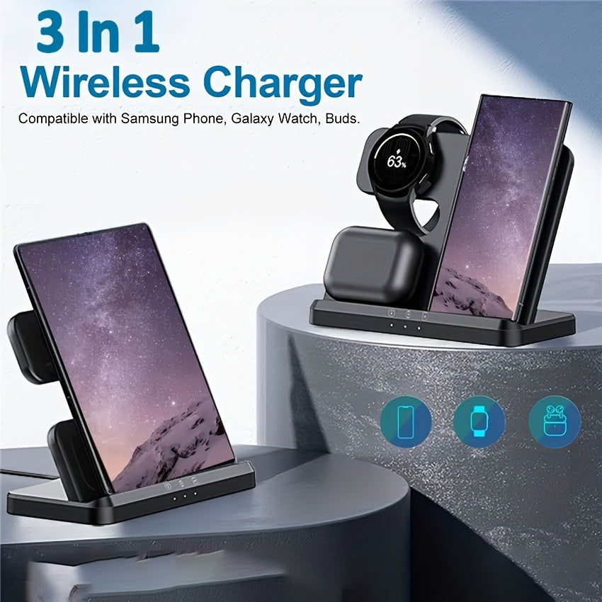 Multi-Device Wireless Fast Charger - Compatible with Galaxy Series & Watches - Case Friendly with Safety Features - Sleek and Space-Saving