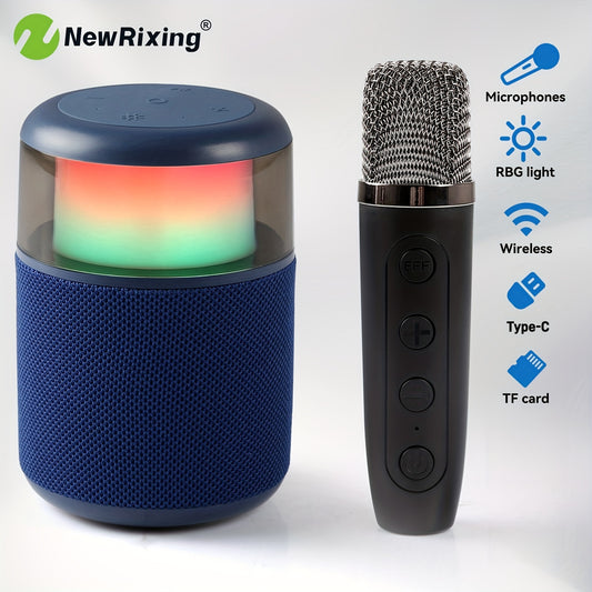 Newrixing Mini Karaoke Machine with 1 Microphone, Mini Wireless Portable Speaker, 8W, 1200Mah Battery, RGB Dynamic Lighting, Microphone with Magic Sound, for BT/ TF Card, Suitable for Entertainment, Indoor, Gaming, Holiday Gifts, Christmas Gifts