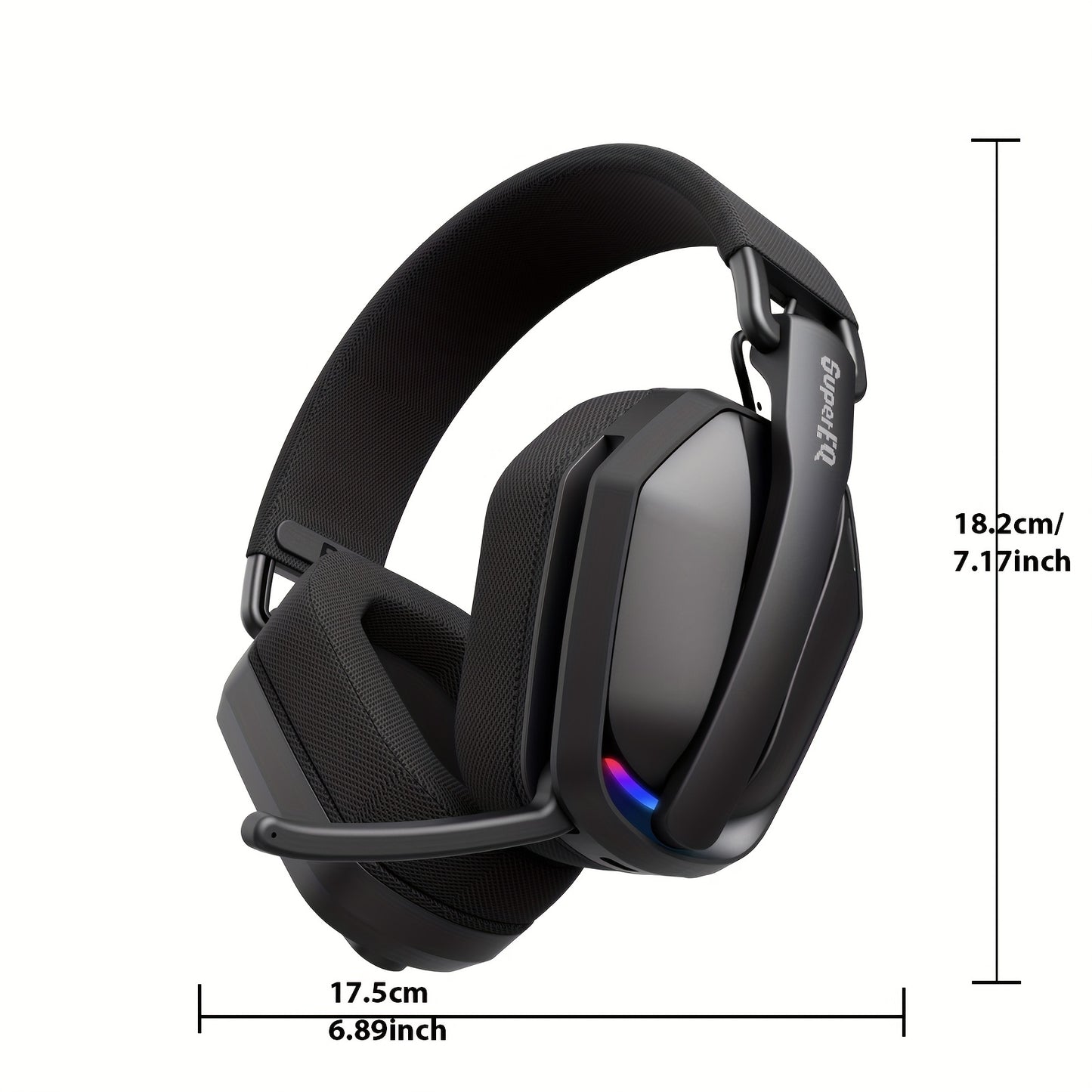 SuperEQ G19BT Ultra-Light Wireless Gaming Headphones with Noise Cancelling Mic, 3in 1 Modes, 169g Foldable Design, 30ms Low Latency, RGB Lighting, USB/Type-C 2.4GHz for PC/PS4/PS5/Xbox, Gaming Headset, Sleek Headset, Durable Headset