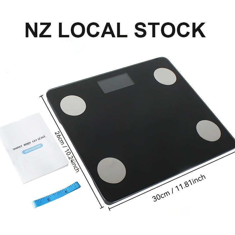 High Precision Digital Bathroom Weight Scale with Body Fat Percentage, BMI, Muscle Mass, Water Ratio & 26 Health Metrics, Tempered Glass, 180kg Capacity, Connecting to A Mobile App (Black)