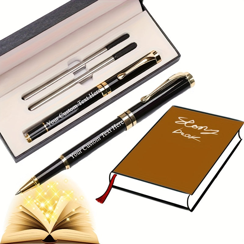 Customizable Luxury Ballpoint Pens, The Ideal Gift Set for Both Men And Women, Perfect for Professionals in an Office Setting. Comes in an Elegant Gift Box with Black Ink Refills And a Line Width of 0.5Mm.
