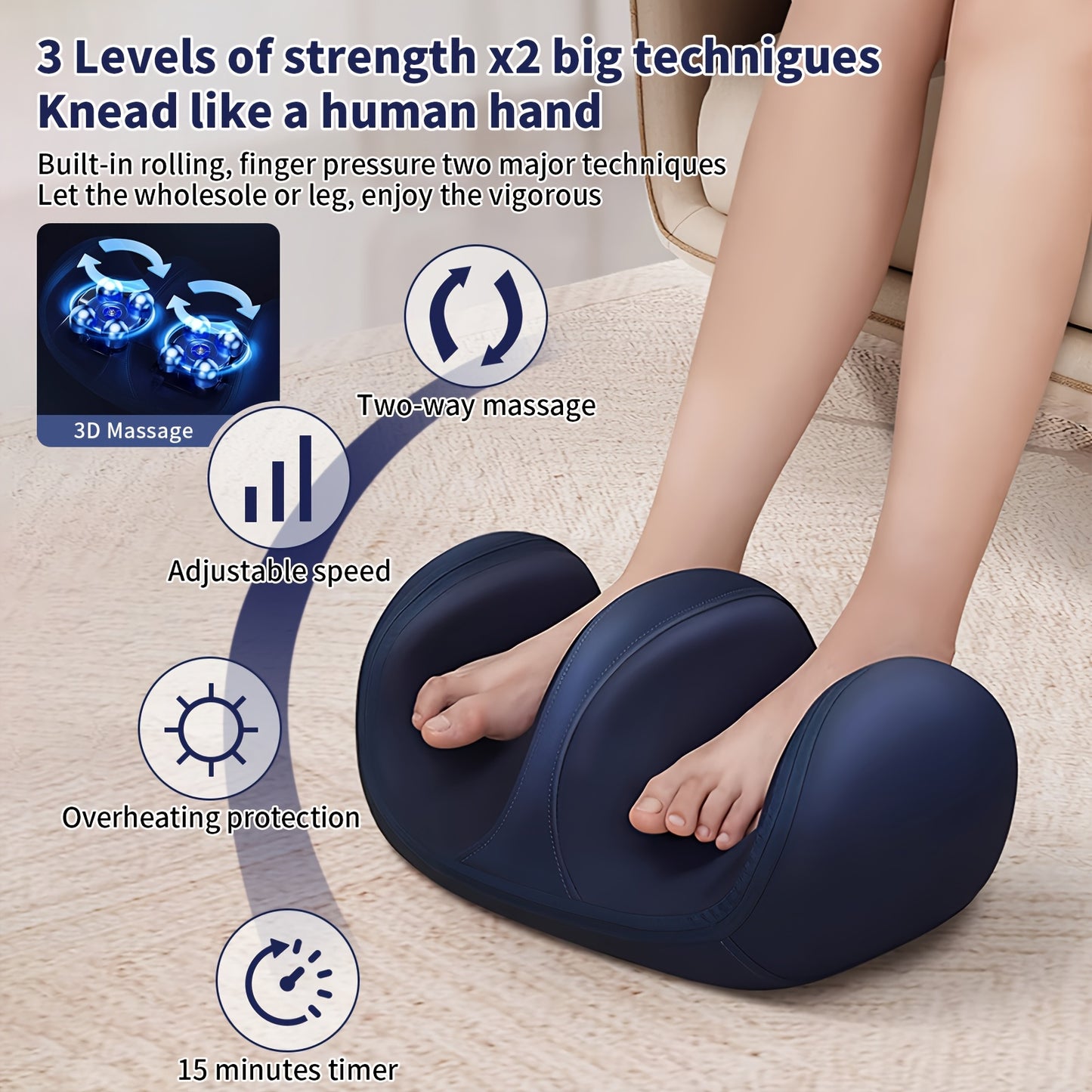 VITAEASE 3D Shiatsu Foot & Calf Massager with Heat | Deep Kneading, 3-Speed Adjustable | Suitable for Home And Office Use | Shiatsu Massage Machine-Gift for Mum, Dad, Friends