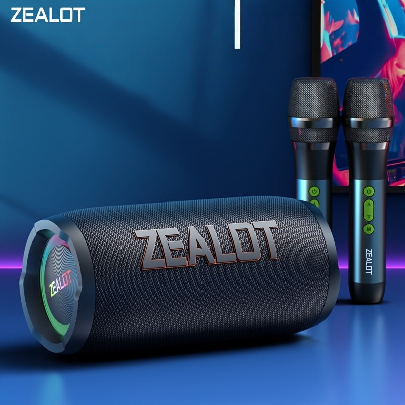 ZEALOT S76 50W Portable Karaoke Wireless Speaker, Featuring RGB Lights, Plays for Up to 8 Hours, Compatible with SD Cards/Usb Drives/Aux Playback, Supports Smartphones/Tablets/Tvs/Computers, Professional Karaoke Speaker, Suitable for Home Theaters/Outdoo