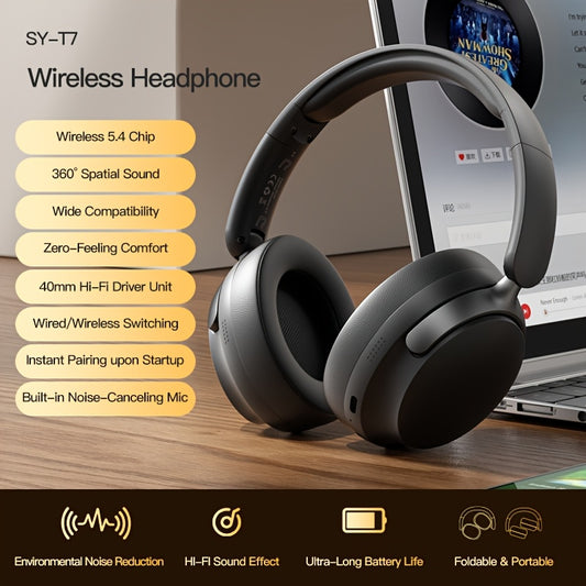 2026 Upgraded Wireless Over-Ear Headphones with Wireless, Long 30H Playtime, Built-in Mic, USB-C Charging - Compatible with PC, Mobile, Gaming, Travel, Office - Ideal Gift for Gamers, Professionals, Music Lovers - Elegant White Design, Travel Audio, Slee
