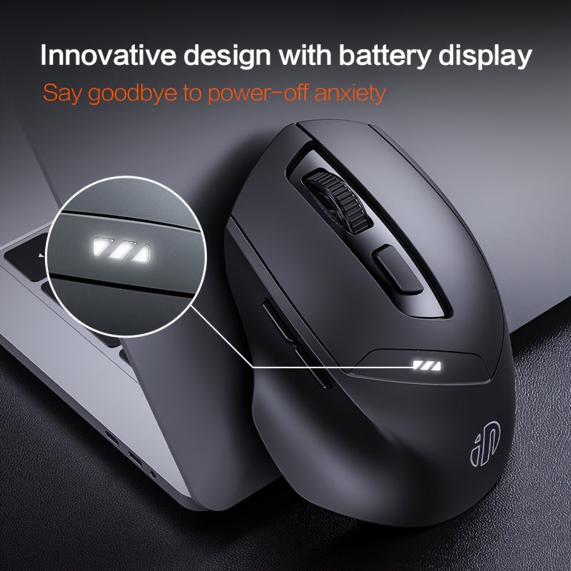 INPHIC DR01 wireless BT mouse rechargeable ergonomic office light sound suitable for laptops, and tablets universal new upgrade [three-mode power display flagship version]