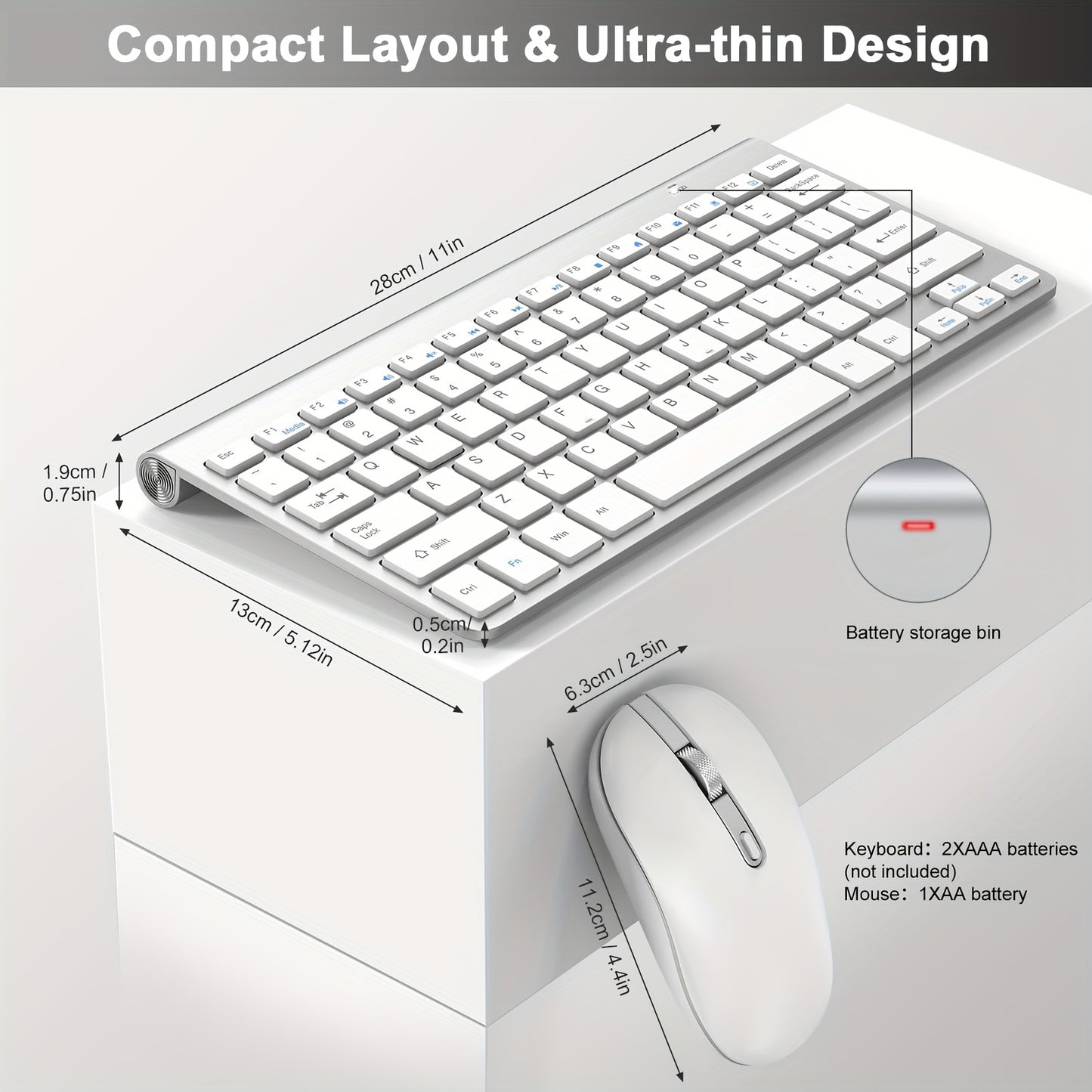 cimetech Wireless Keyboard & Mouse Combo, [Scissor Onkey] [Slim] Wireless Computer Keyboard & Mouse for Windows, Computer, PC, Laptop, Mac, MacBook - Silvery/Off-Black