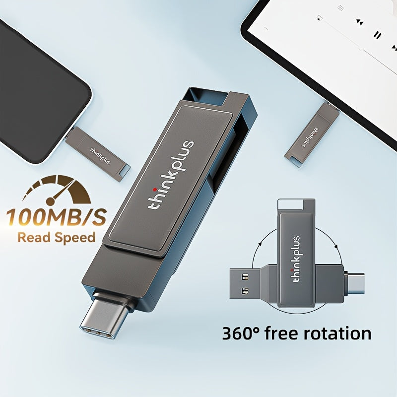 LENOVO USB3.2 High Speed Flash Drive, Four Capacity Options, Zinc Alloy Body Memory Stick, Rugged and Durable, Dual Interface Design USB Flash Drive, Compatible with a Wide Variety of Devices Such as Mobile Phones, Computers, Stereos, Televisions and Mor