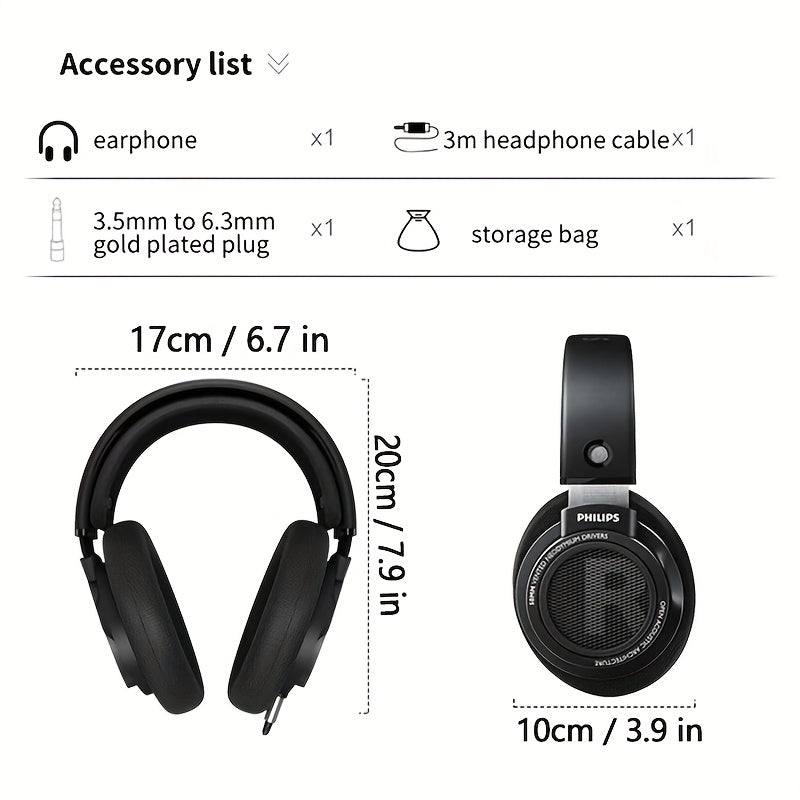 Philips SHP9500 High-Fidelity Stereo Headphones 3.5Mm 6.3Mm