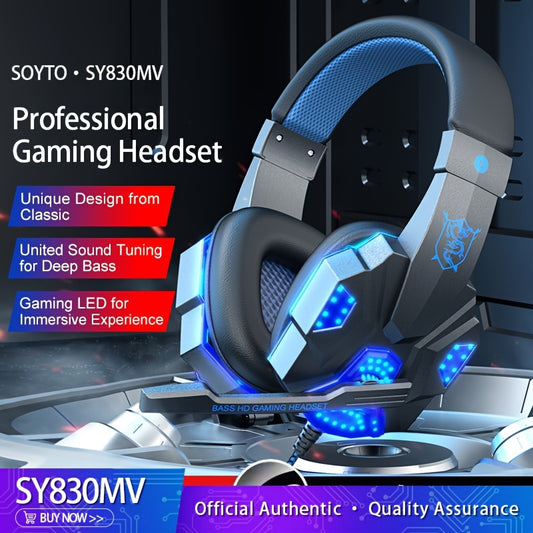 SY-830MV Wired Desktop Gaming Headset with Glowing E-Sports Over-Ear Design