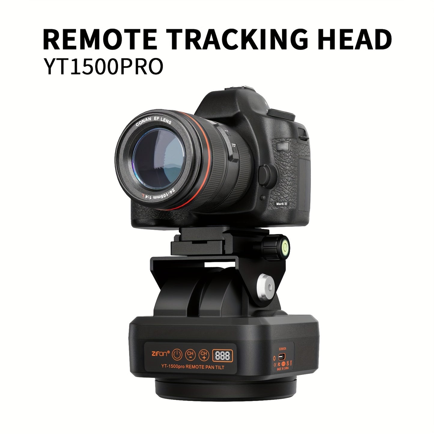 ZiFon YT1500pro new electric rotating head,, built-in 2000mAh rechargeable battery, horizontal 360 rotation, 8-speed, vertical tilt 52 degrees load capacity of 2kg (70.5oz), with remote joystick remote control and AB point infinite round-trip function, c