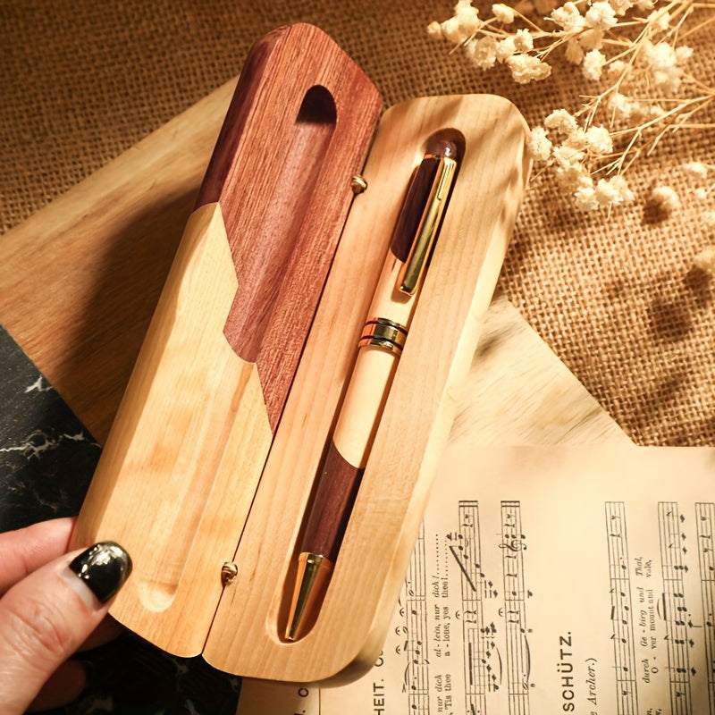 A Personalized Luxury Wooden Ballpoint Pen Set, Perfect As a Gift for Weddings Or Holiday Gatherings, Featuring a Smooth Writing Tip And Engraved with a Name, Making It an Ideal Choice for Birthdays, Father'S Day, Mother'S Day, And Christmas.