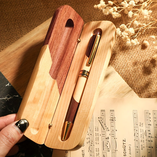 A Personalized Luxury Wooden Ballpoint Pen Set, Perfect As a Gift for Weddings Or Holiday Gatherings, Featuring a Smooth Writing Tip And Engraved with a Name, Making It an Ideal Choice for Birthdays, Father'S Day, Mother'S Day, And Christmas.