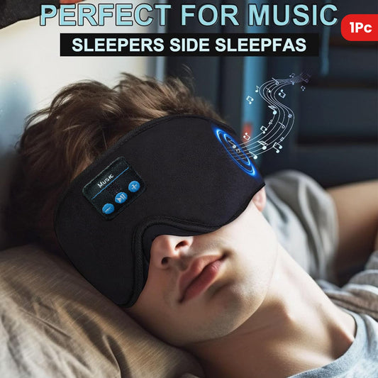 1pc Sleep Mask with Wireless Headphones, 3D Wireless Sleeping Mask for Side Sleepers - Rechargeable Polyester Travel Essential, Black with Blue Accents, Ideal Gift for Sleepers, Sleep Mask