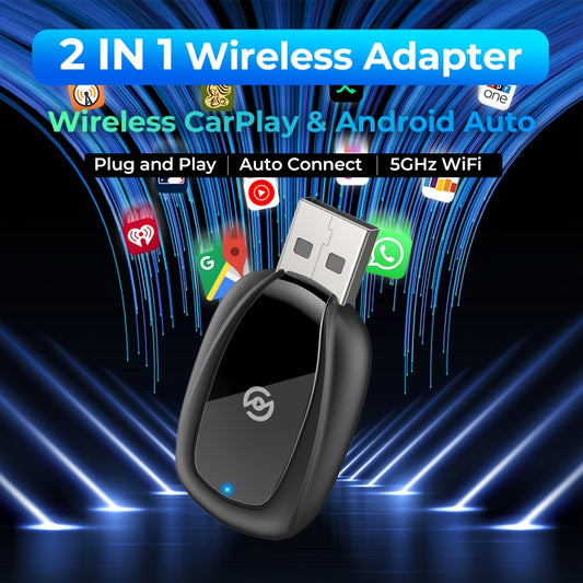 Timeknow Wireless CarPlay Android Auto Adapter Compatible with iPhone iOS10+ Android 11+, Universal Car Compatibility, No Batteries Required, 2-in-1 Wireless CarPlay Connector Wired to Wireless USB Dongle Carplay, Plug&Play