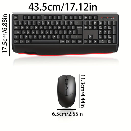 cimetech Wireless Keyboard and Mouse Combo, 2.4G Full-Sized Ergonomic Keyboard with Palm Rest, 3 DPI Adjustable Optical Mouse, Quiet Computer Keyboard for PC Laptop Windows Mac