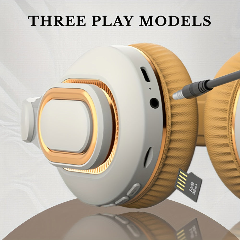 Noise-cancelling wireless headphones with button volume control, condenser microphone, 16-hour playback time, suitable for sports use - non-High Quality plastic material, foldable design