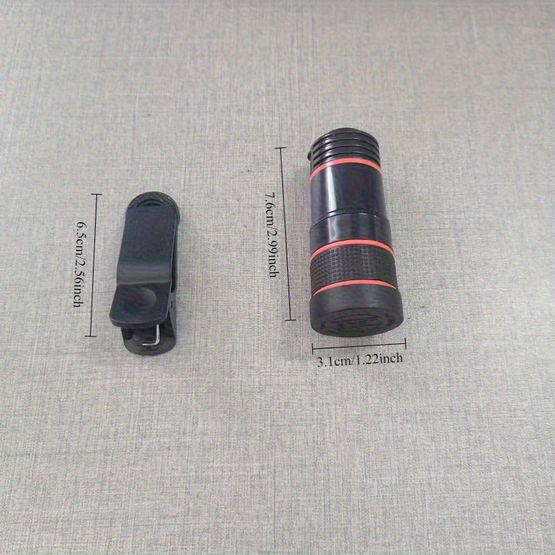 HD 8x Optical Zoom Clip-On Smartphone Telescope Lens - PVC, No Battery Needed, Enhances Night Photography, Ideal for Stargazing and Outdoor Adventures, Durable Construction, Night Photography Accessory, Clipon Design, No Battery Required