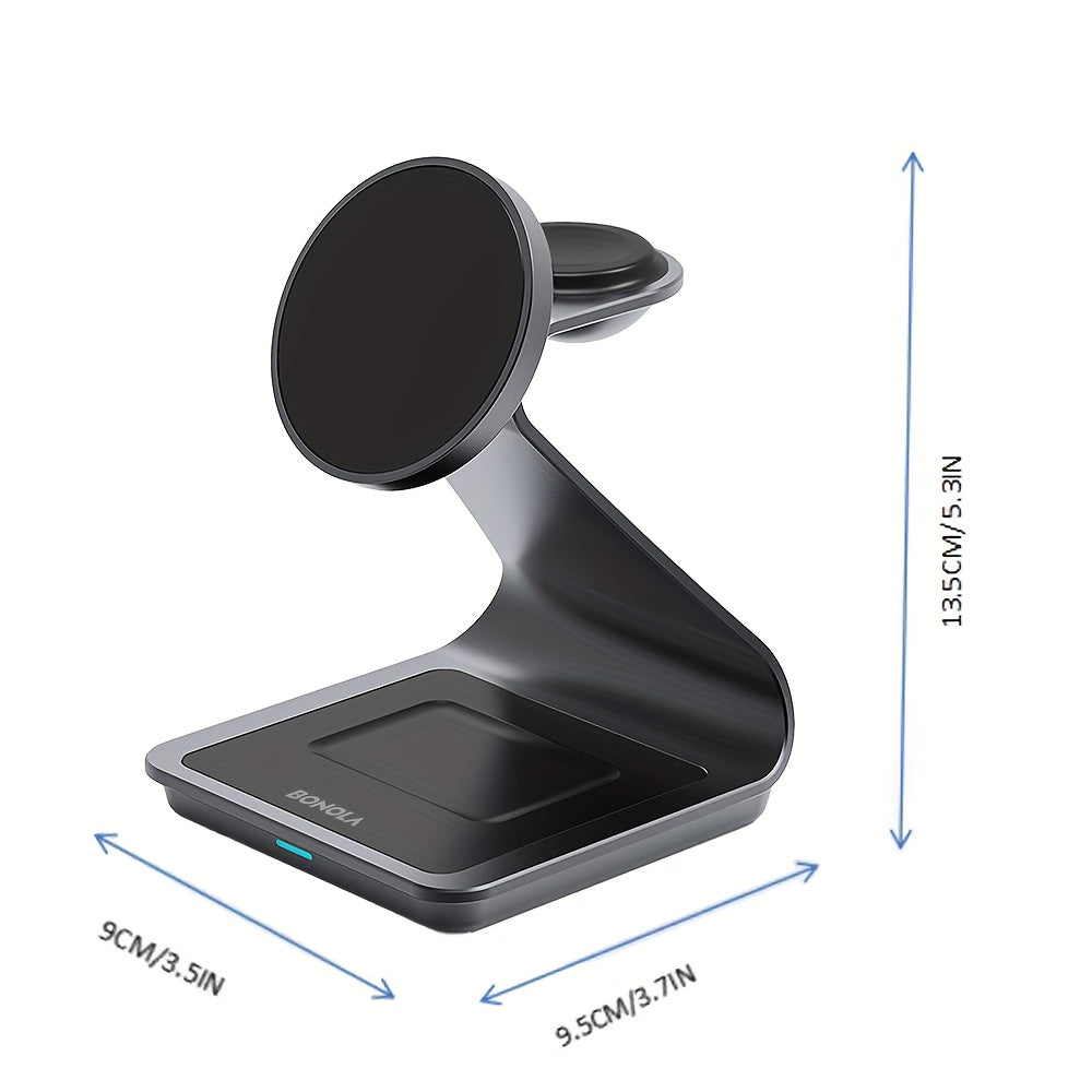 3-in-1 Magnetic Wireless Charger for 3 Devices, Suitable for Ultra/24/S23/S22/21, 15W Fast Charging Base Stand for Watch Ultra/7/6/5/4/3 Classic, Compatible with for Buds 2 3 Pro