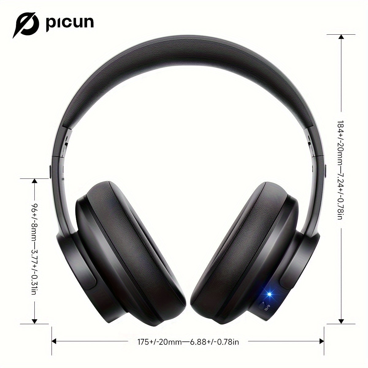 Picun B8 Wireless Gaming Headphones with 120H Playtime, 3 EQ Customization & Game Mode, Noise Isolation, Foldable Over-Ear Design, Wireless, USB-C Charging, Built-in Mic for PC/Laptop/Phone/Travel (Black), Wireless Gaming Headset, Handsfree Calls, Modern